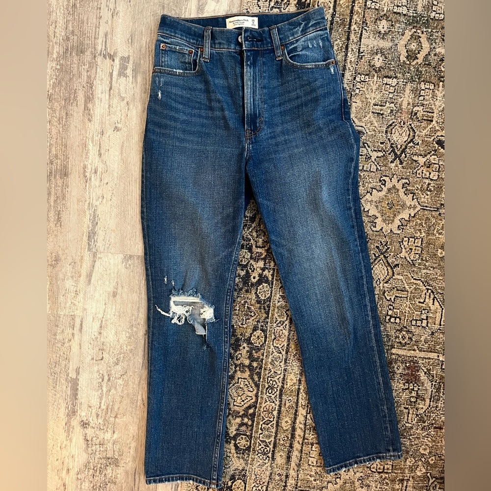 abercrombie and fitch ankle straight high rise jean